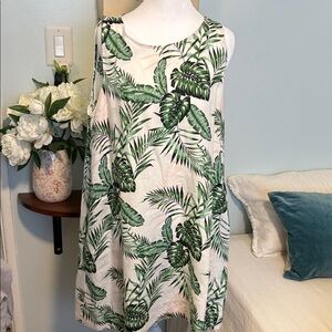 Tropical Green Leaf Print Dress